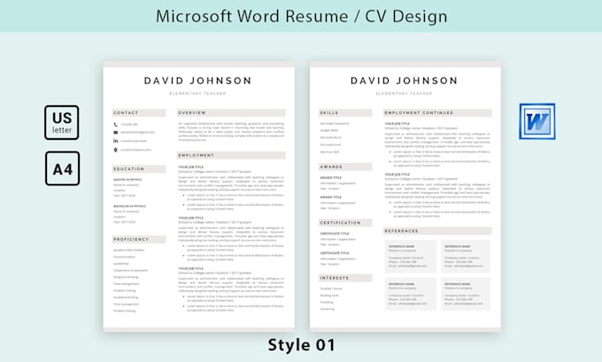design your resume or CV in microsoft word
