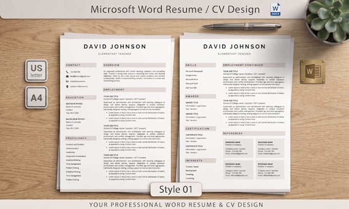 design your resume or CV in microsoft word