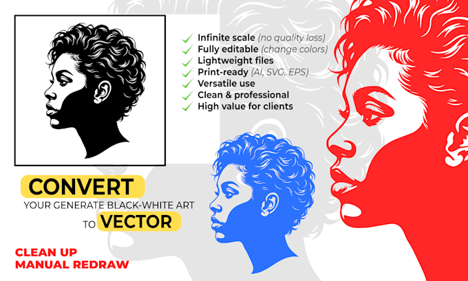 manually redraw your ai generated image into vector line art
