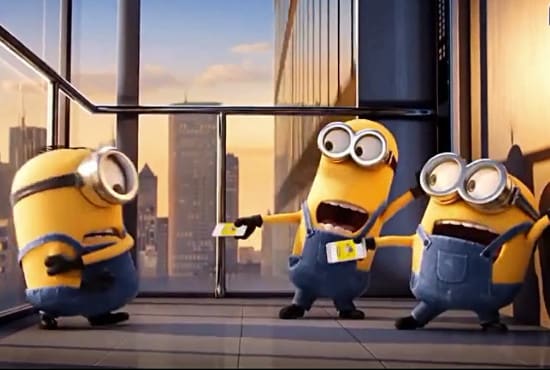put your logo in funny minions mobile ads animation