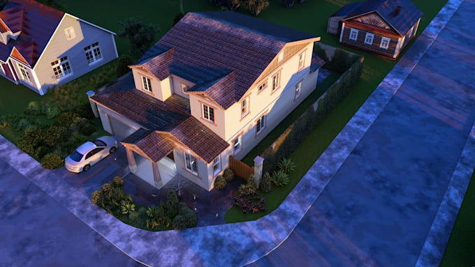 do 3d render for exterior realistic photo