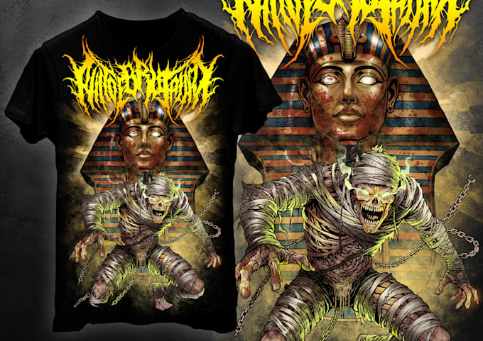 do custom hand drawn dark illustration, and clothing design