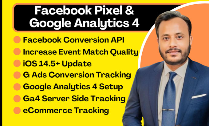 setup meta facebook pixel conversion API google analytics 4 ecommerce tracking