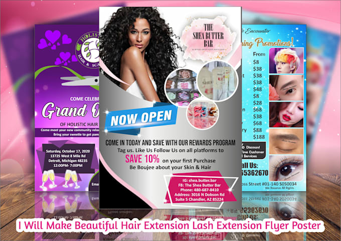 do beauty salon hair extension spa menu fashion flyer poster