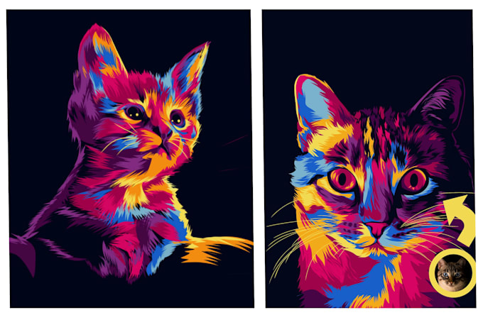 draw your pet into awesome pop art potrait less than 24 hour