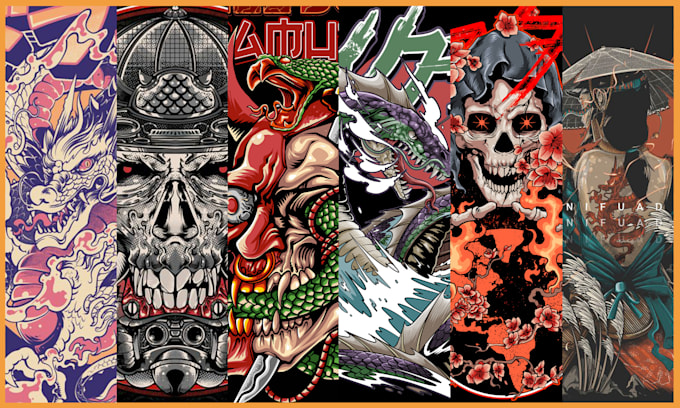 create japanese streetwear illustration for t shirt design