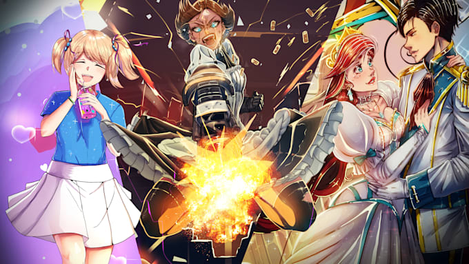 create anime characters and concept art illustrations