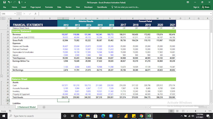 dynamic financial modeling, projection, forecasting, investors business plan
