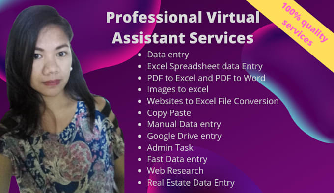 be your virtual assistant for data entry for excel,google drive and web research