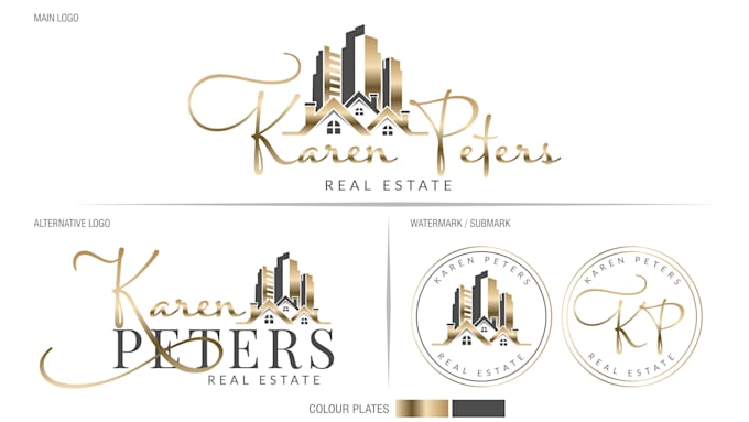 design a modern business and real estate logo with complete branding kit
