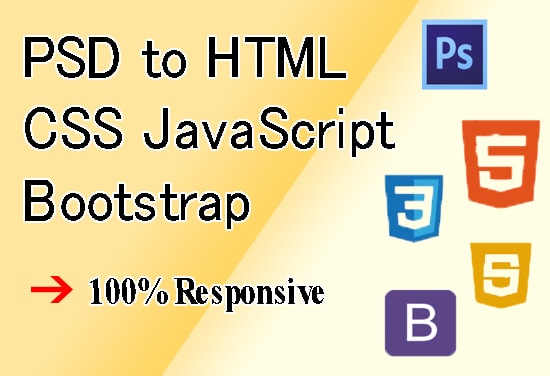 Convert psd, ai, figma, xd, or sketch to html css javascript responsive ...