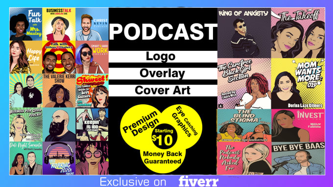 design cartoon  podcast artwork, talk show cover, spotify cover, podcast overlay