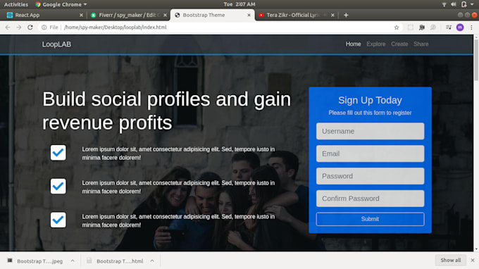 Create landing page html css bootstrap by Spy_maker | Fiverr