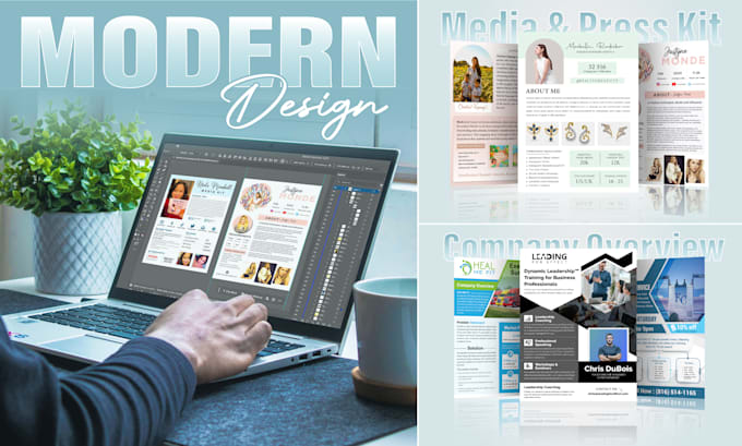 design a modern one pager media or press kit, company flyer