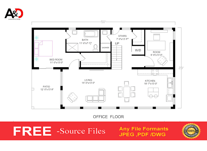 create professional 2d floor plan in cad