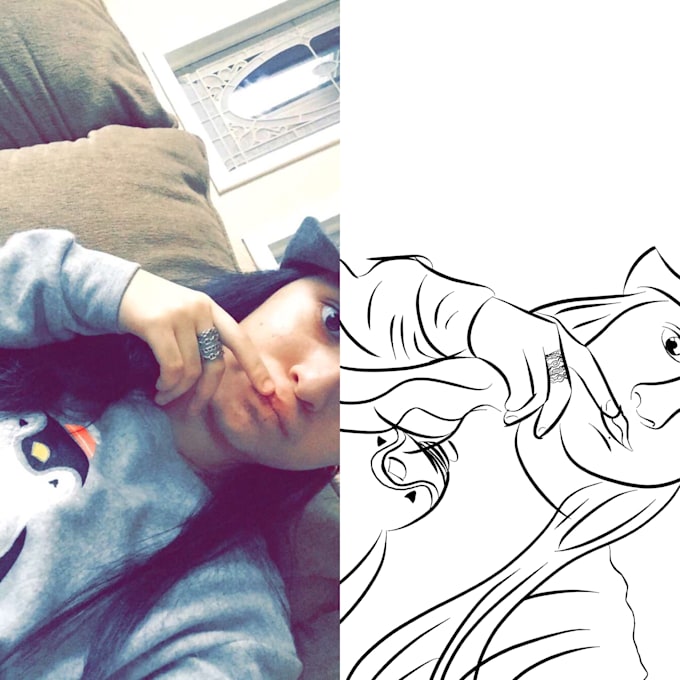 Draw a digital line art version of a photo of your choosing by