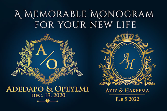design unique wedding logo, monogram and initials