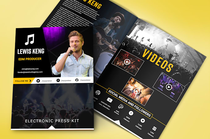 design music press kit, artist epk, media kit, one sheet