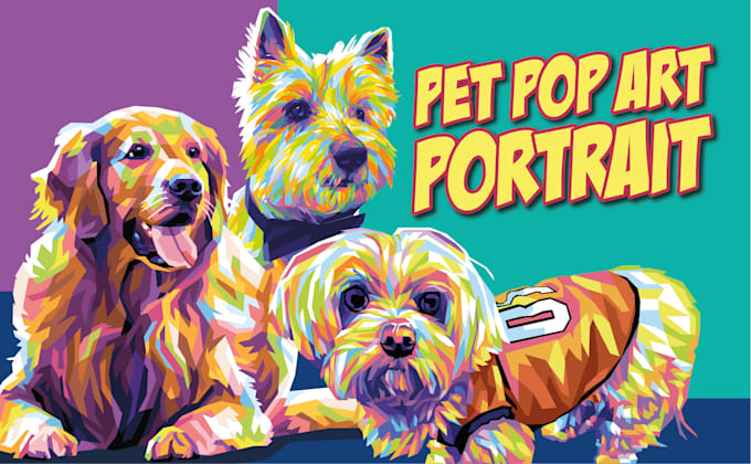 draw pop art of dog cat pet animal portrait