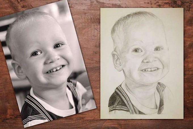 Draw a realistic pencil sketch portrait from a photo by Anitatrok | Fiverr