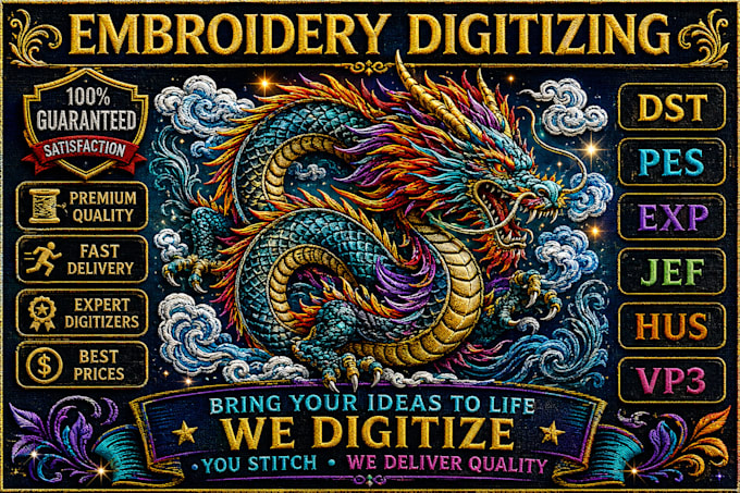do embroidery digitizing for embroidery design, embroidery patch emb dst pes jef