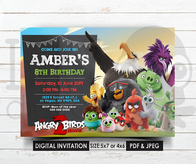 personalize a printable angry birds birthday invitation