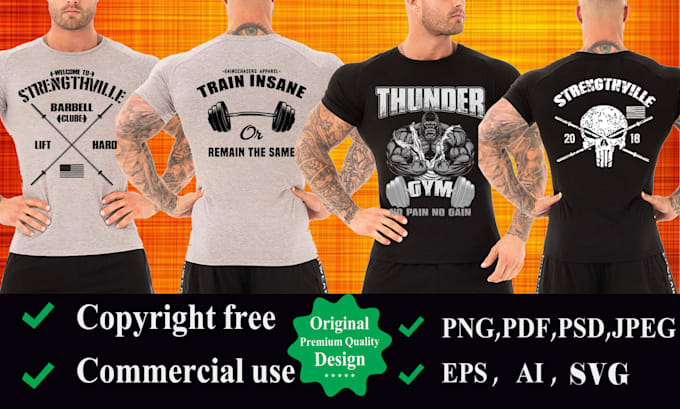 do trendy workout fitnees t shirt and logo design
