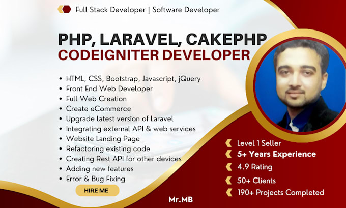 fix and customize PHP laravel codeigniter and cakephp websites