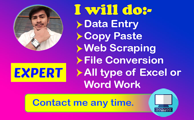 do excel data entry, web scraping and product listing
