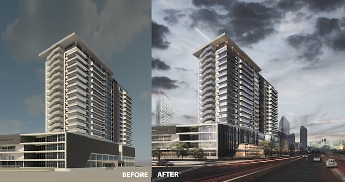 edit architecture rendering in photoshop
