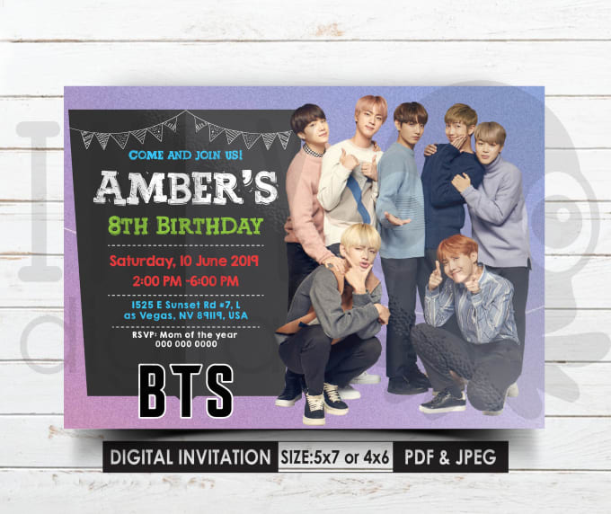 Free Printable :BTS party invitation