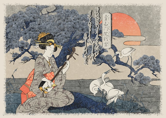 create high quality illustrations in japanese ukiyoe style
