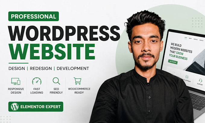 build responsive wordpress website, business website, elementor pro