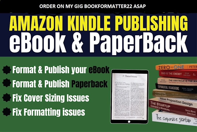 kindle ebook book formatting paperback formatting
