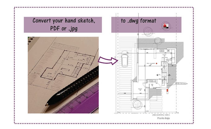 Convert your hand sketch, pdf or jpg to dwg format by Paula_mps | Fiverr