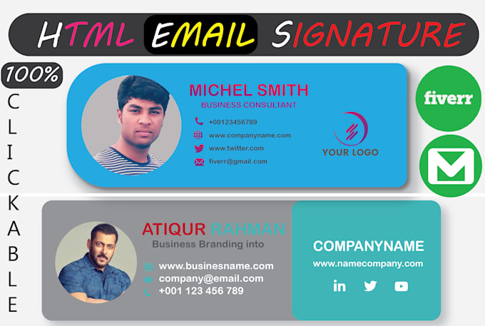 do design clickable HTML email signatures and help your branding