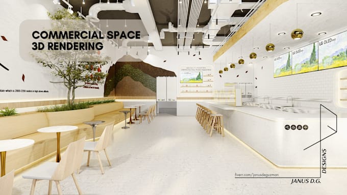 design and 3d render your commercial space interior