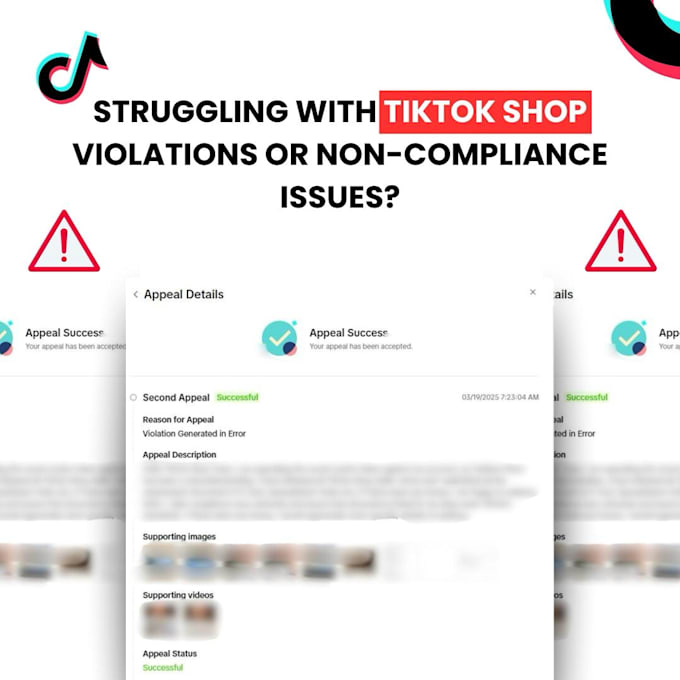 remove tiktok shop violations, ads suspension, and reinstate