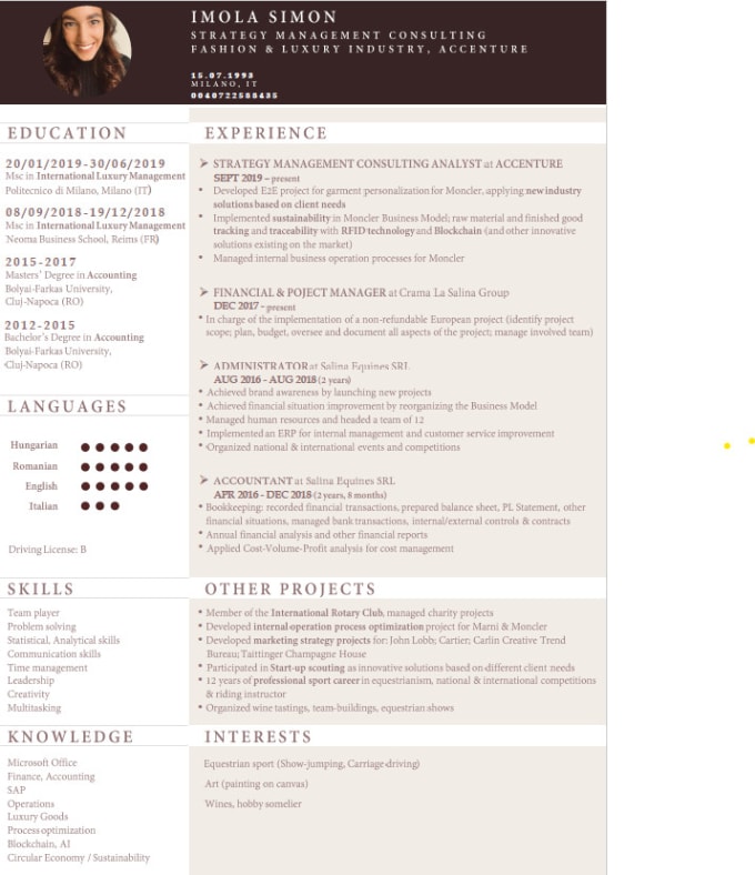 Create A Winner One Page Cv Success Guaranteed By Imolasimon