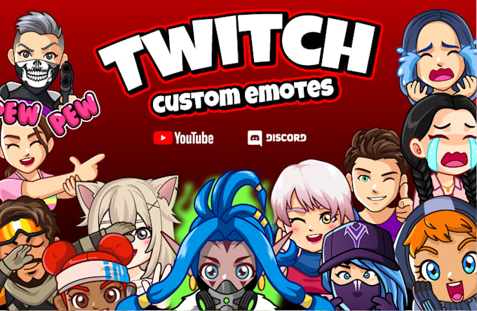create cute chibi twitch emotes, kick, discord, youtube or facebook stickers