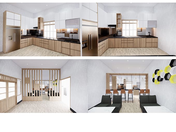 do 3d interior design for your appartement, studio, cafe