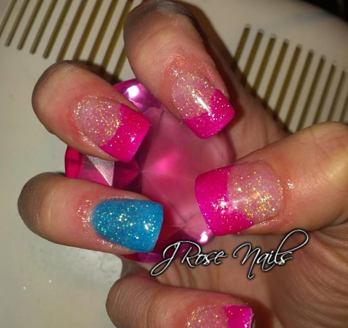 Give you a step by step tutorial on how to create glitter tip gel nails by  Jrosecatherine | Fiverr