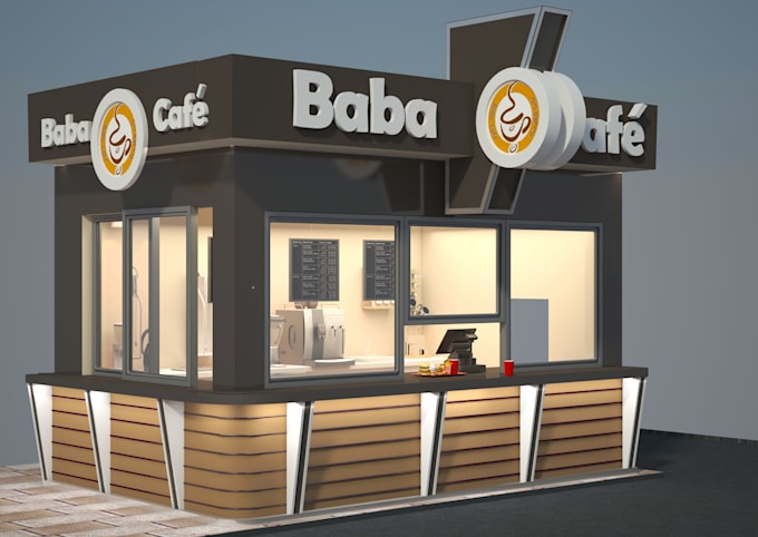 create a 3d kiosk,stage,booth,exhibition design