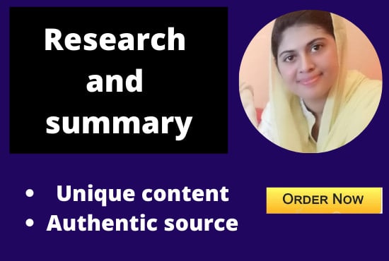 do research and write summary