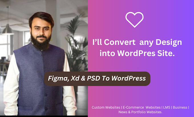 convert your figma, xd, or PSD design into wordpress site