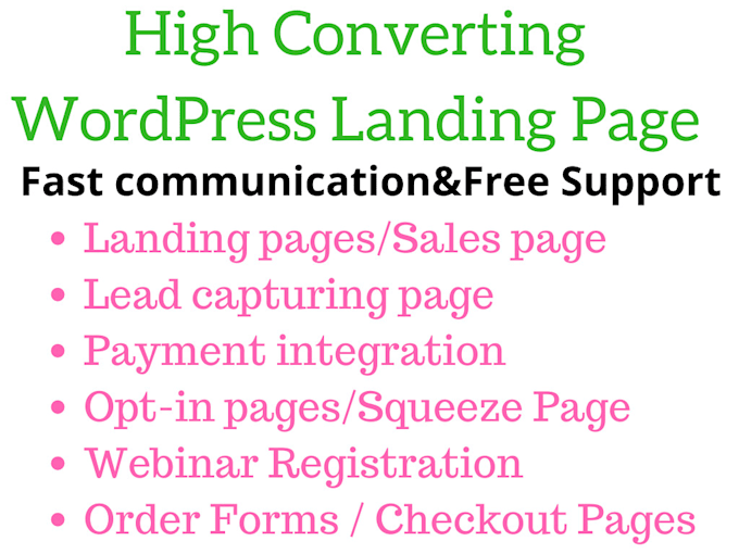 create wordpress landing page or sales funnel