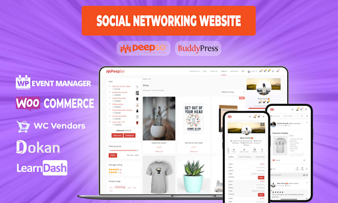 create your social networking website peepso , buddypress