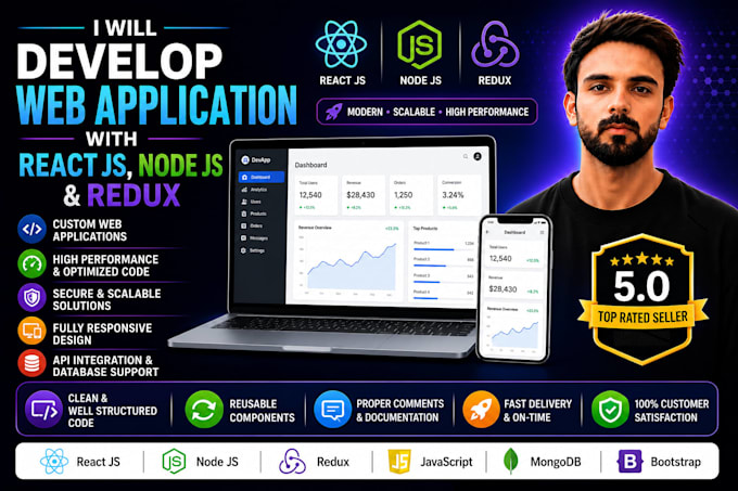 develop web application with react js, node js and redux