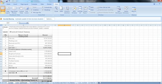 do building estimates takeoff quantities