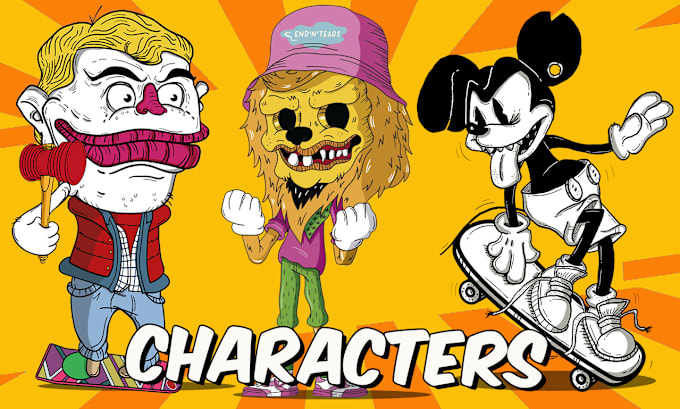 create custom cartoon and mascot characters in vector style